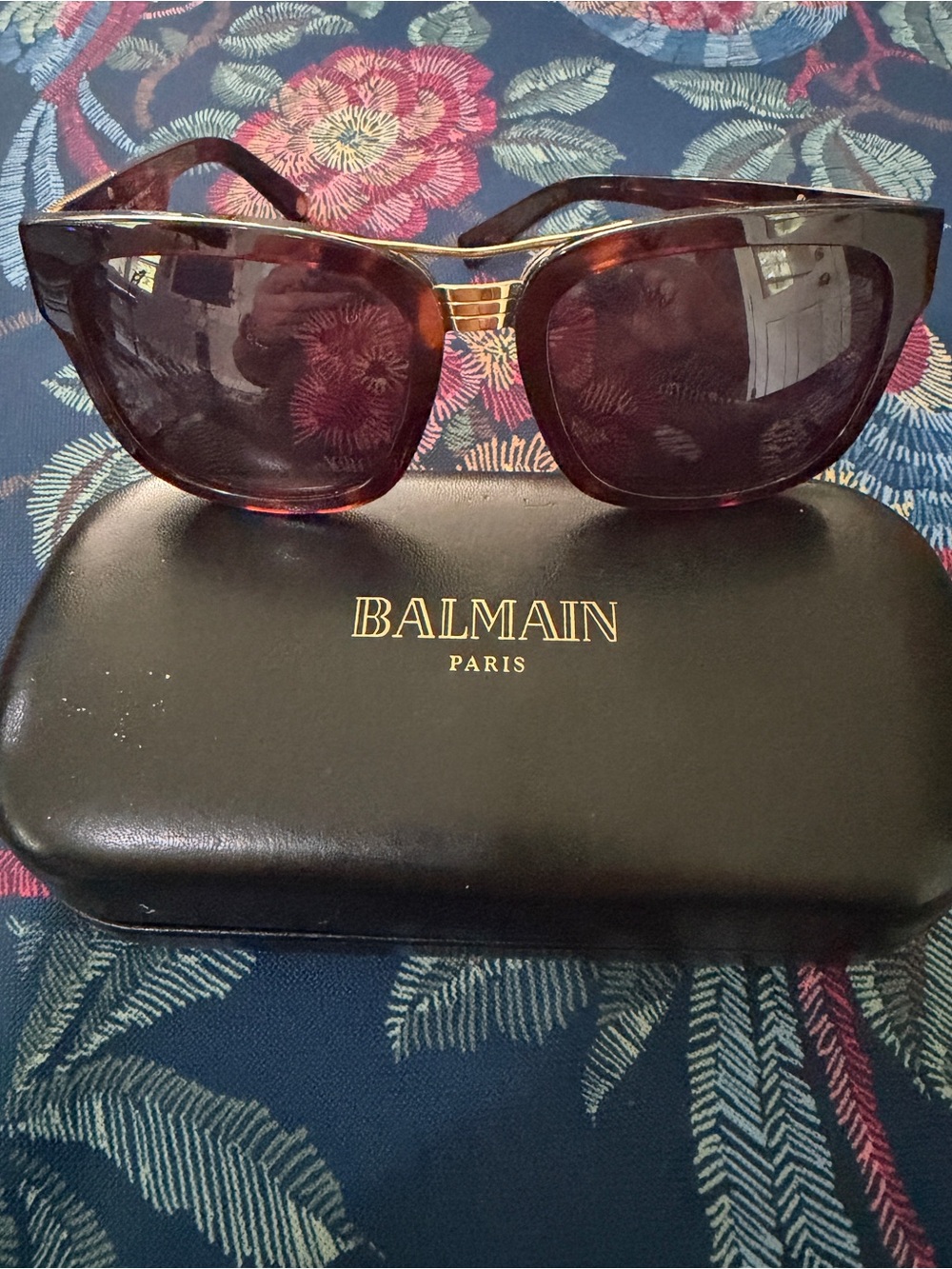 Balmain Brown Tortoiseshell Sunglasses with Gold Bridge